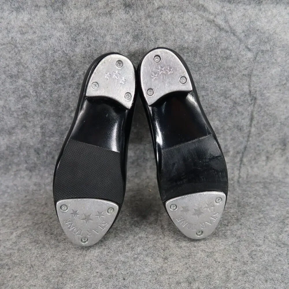 Danshuz Shoes Girls 11 Tap Dance Mary Jane Black Patent Slip On Star Tone Kids